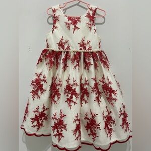 Elegant Red and White Kids Formal Dress